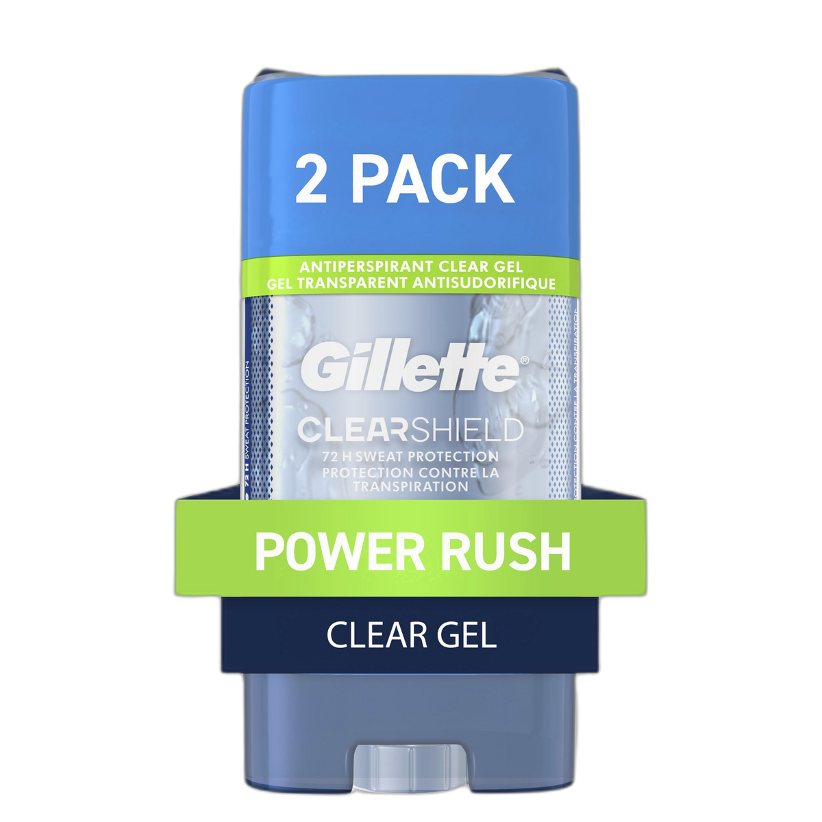 Gillette Antiperspirant and Deodorant for Men, 72hr Sweat & Odor Protection, Long Lasting Freshness, Anti-White Mark Technology, Clear Gel, Power Rush Scent, 3.8 oz (Pack of 2)