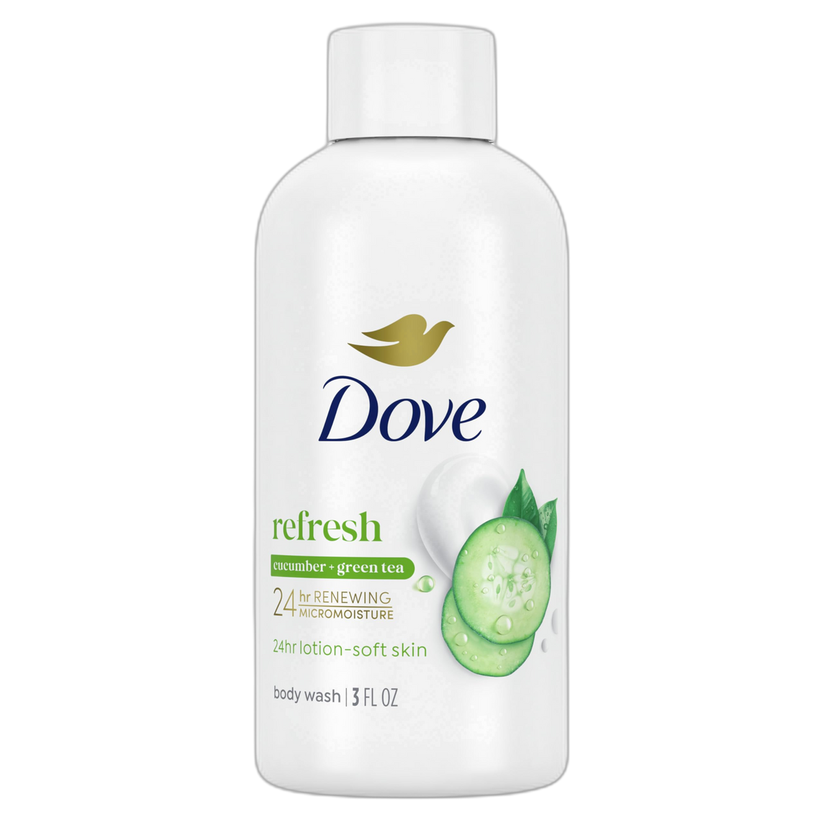 Dove Body Wash Refreshing Cucumber and Green Tea Refreshes Skin Cleanser That Effectively Washes Away Bacteria While Nourishing Your Skin 3 oz