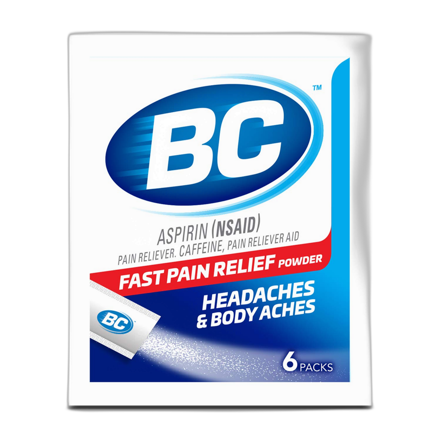 BC Powder Original Strength Pain Reliever, Aspirin Dissolve Packs, 6 Count