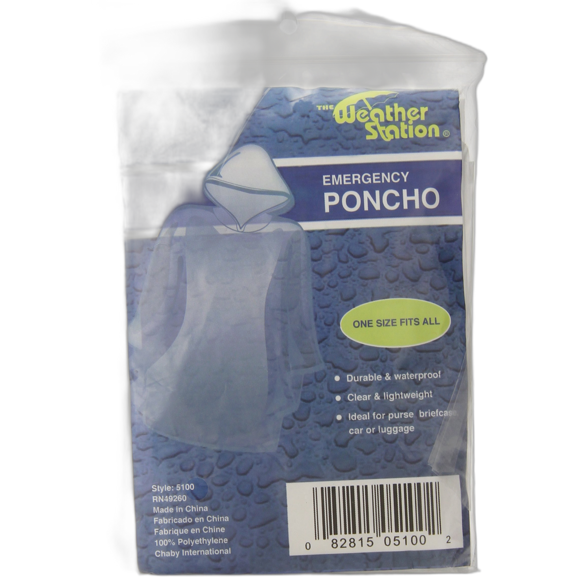 The Weather Station Waterproof Emergency Poncho With Hood, 2-pack