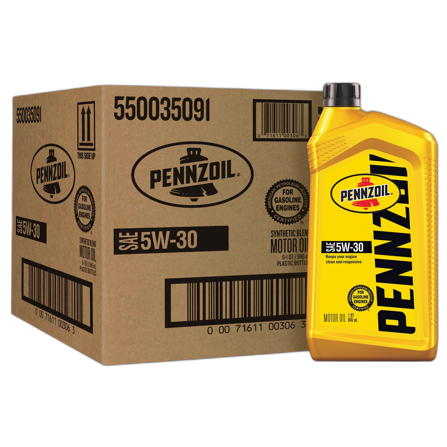 Pennzoil Motor Oil 5W-30 Motor Oil, 1 Quart (6 Pack)