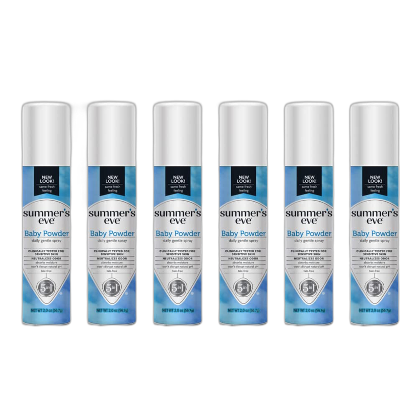 Summer's Eve Freshening Spray | Baby Powder | 2 oz Size | Pack of 6 | pH Balanced, Dermatologist & Gynecologist Tested