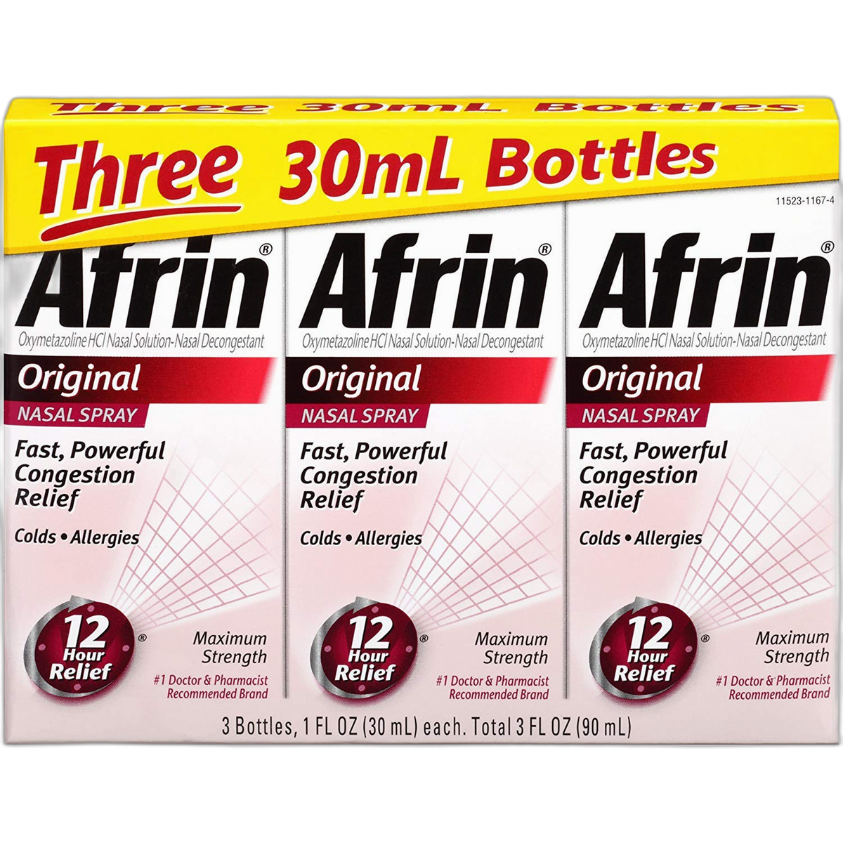 Afrin Original Nasal Spray, 3 Pack, 1 Fl Oz per Pack