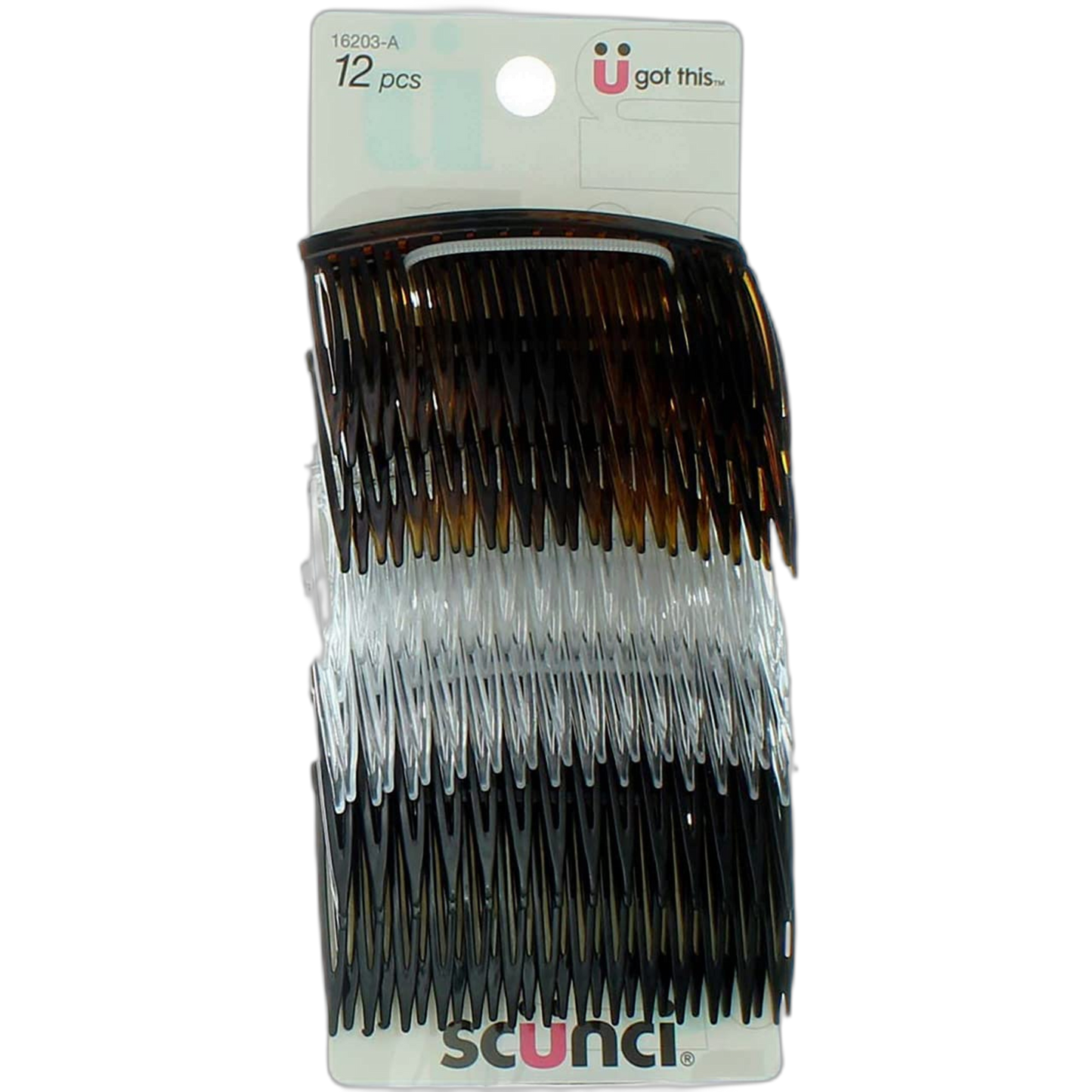 Scunci 1620303A048 Side Combs Assorted Colors 12 Count