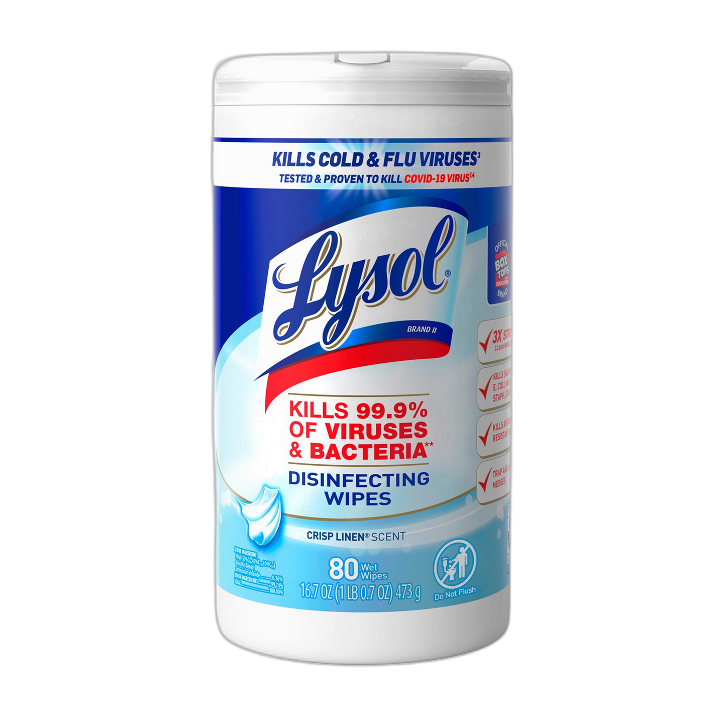 Lysol Disinfectant Wipes, Multi-Surface Antibacterial Cleaning Wipes, For Disinfecting and Cleaning, Crisp Linen, 80 Count