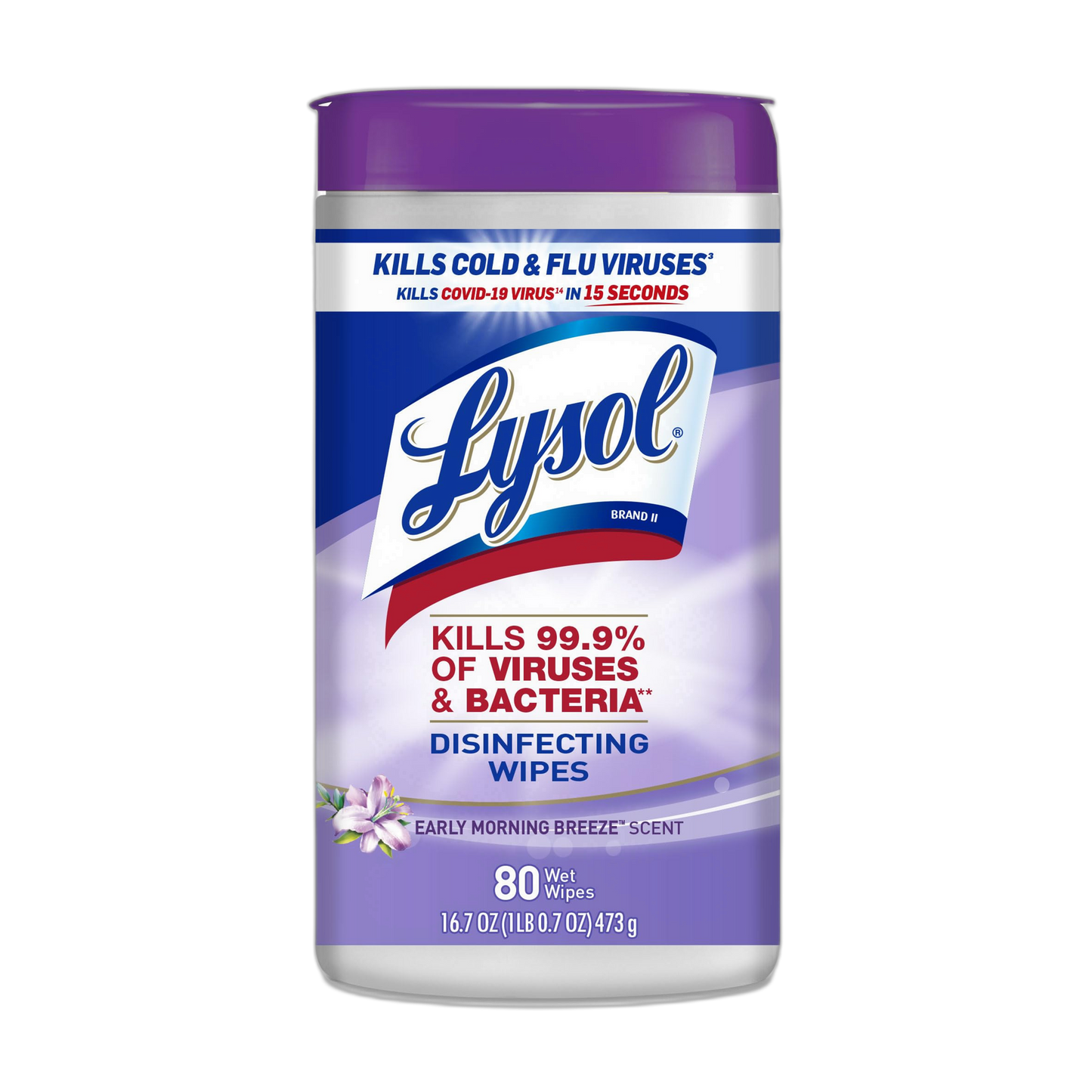Lysol Disinfectant Wipes, Multi-Surface Antibacterial Cleaning Wipes, For Disinfecting and Cleaning, Early Morning Breeze, 80 Count (Pack of 1)