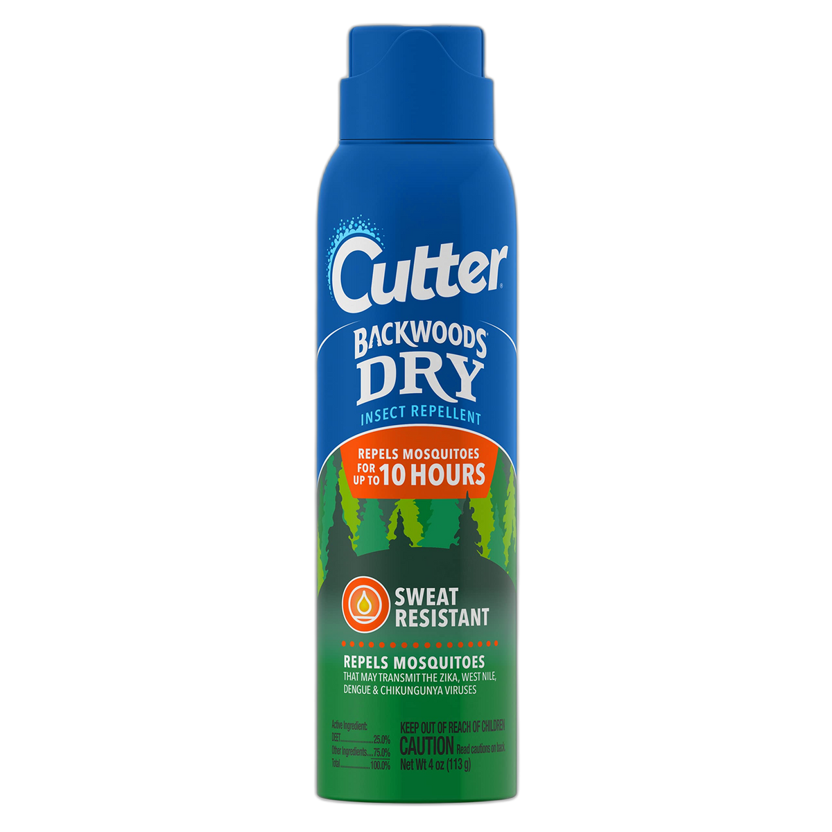 Cutter Backwoods Dry Insect Repellent, Mosquito Repellent, 25% DEET, Sweat Resistent, 4 Ounce (Aerosol Spray)