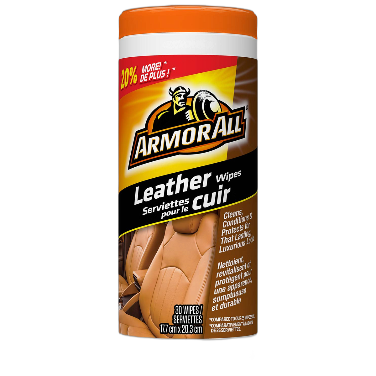 Armor All 8472 Leather Wipes, 30 Count