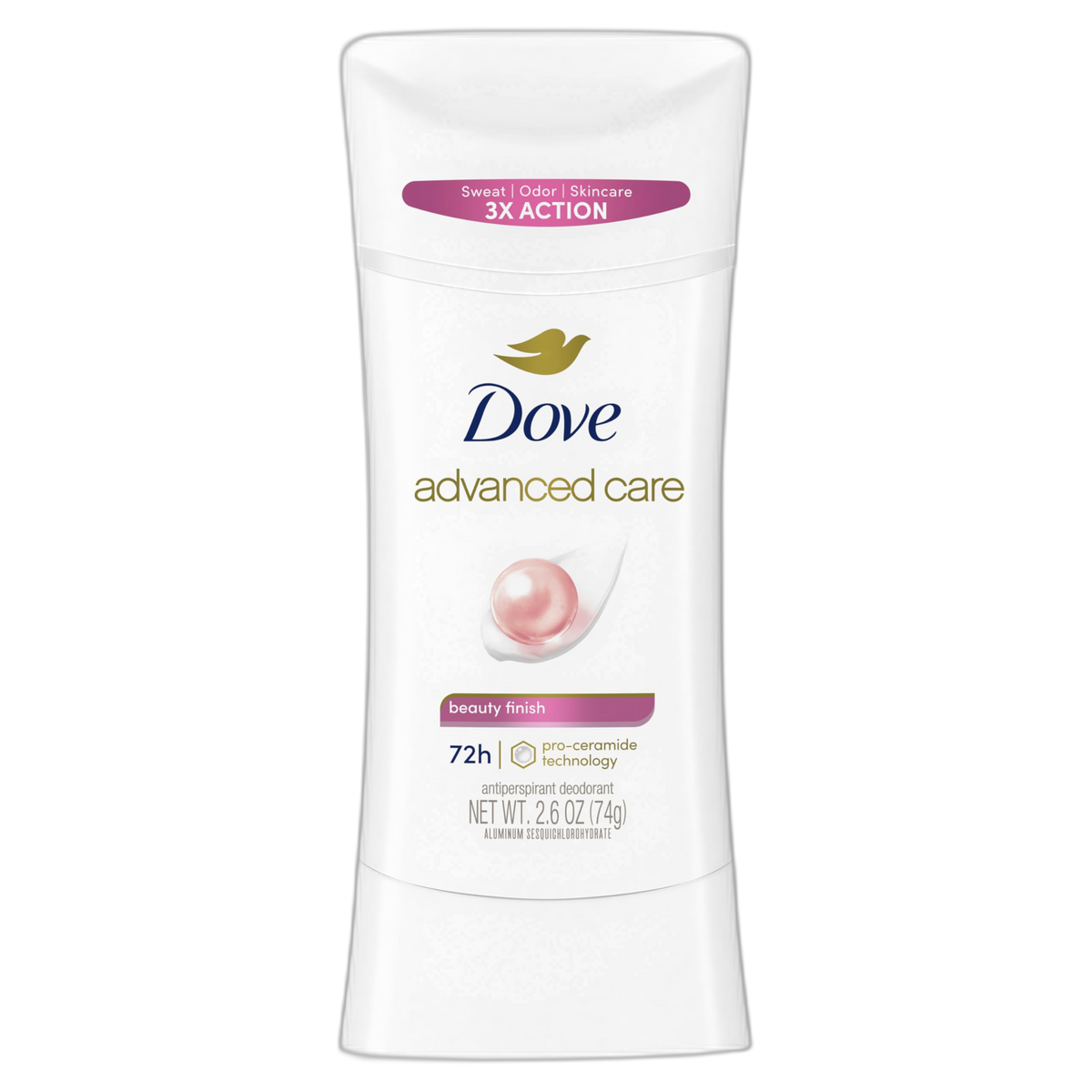 Dove Advanced Care Antiperspirant Deodorant Stick Beauty Finish for Helping Repair Skin Barrier After Shaving, with 72-Hour Sweat & Odor Protection, 2.6 oz