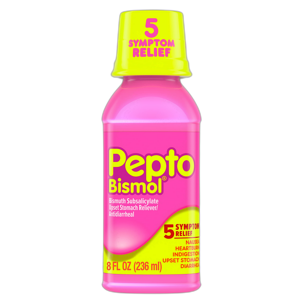 Pepto Bismol Original Liquid 5 Symptom Medicine - Including Upset Stomach and Diarrhea Relief 8 oz (Packaging May Vary)