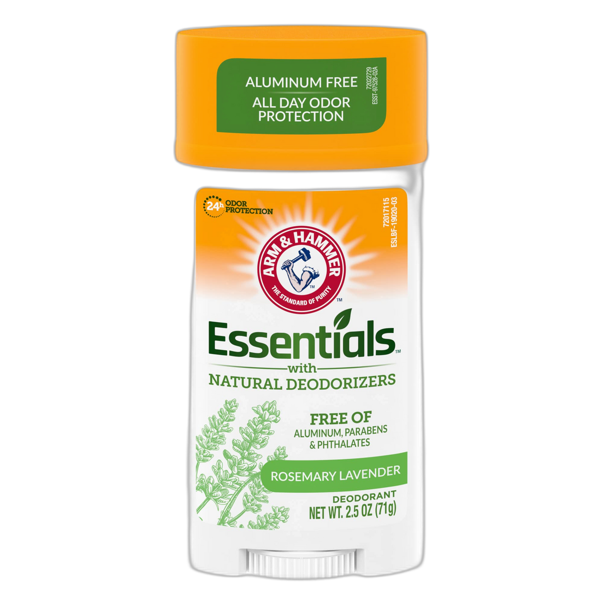 ARM & HAMMER Essentials Deodorant- Fresh Rosemary Lavender- Wide Stick- 2.5oz(Pack of 6)- Made with Natural Deodorizers- Free From Aluminum, Parabens & Phthalates