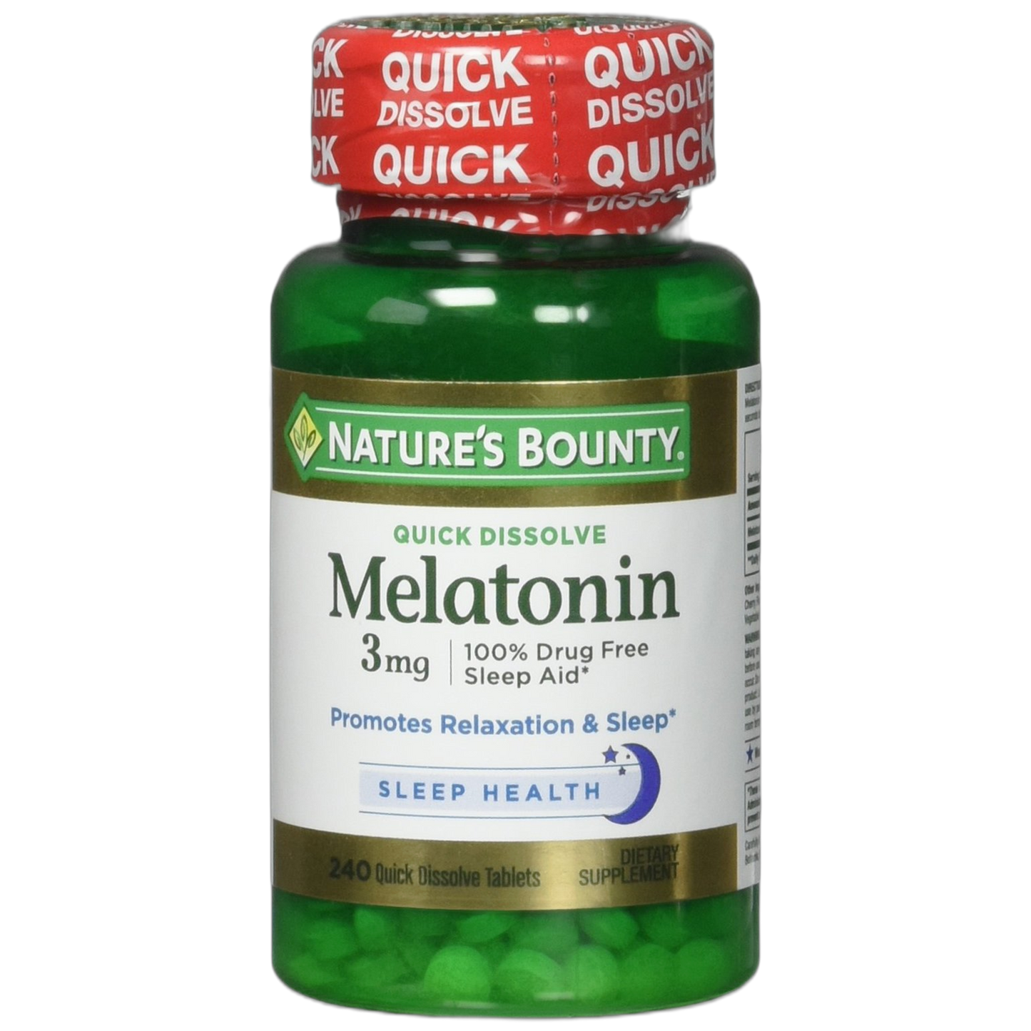 Natures Bounty Melatonin 3 Mg Quick Dissolve Tablets, 240 Ea (Pack of 3)