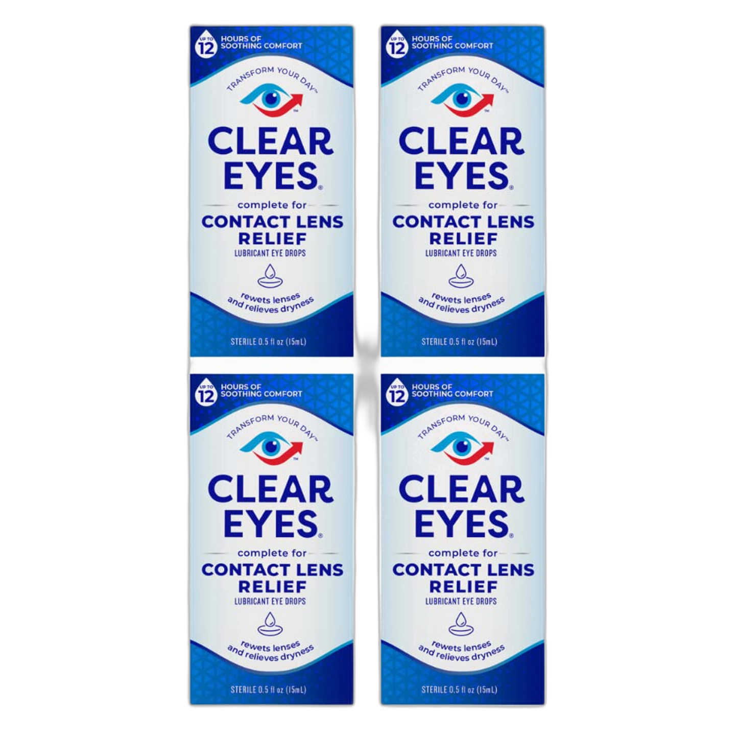 Clear Eyes Contact Lens Relief Soothing Eye Drops 0.50 oz (0.5 Fl Oz (Pack of 4))