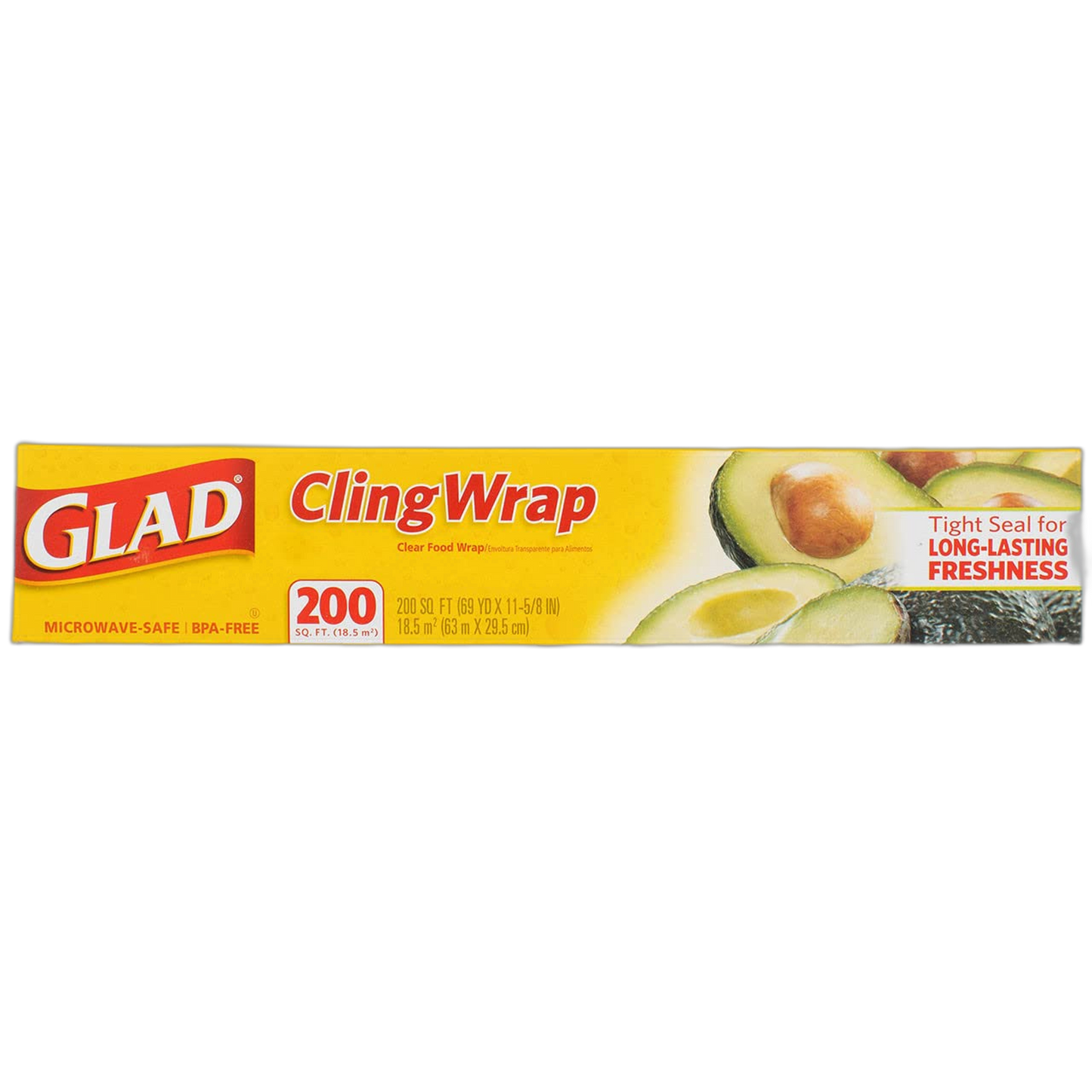 Glad Cling Wrap Clear Plastic Wrap, 200 Sq Ft (Pack of 3)
