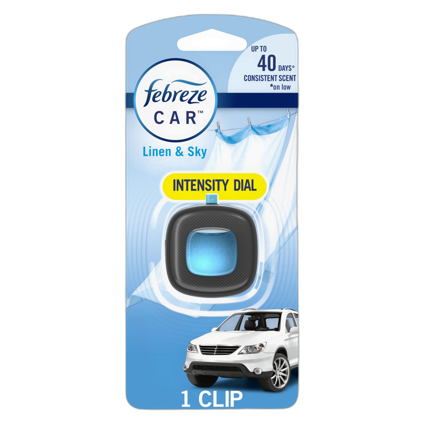 Febreze Car Air Freshener Vent Clip, Linen & Sky, 1 Count