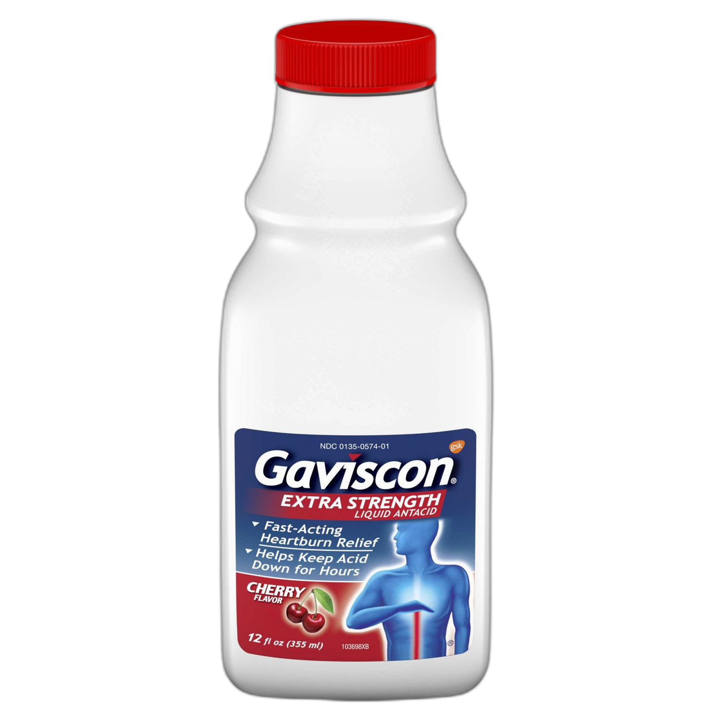 Gaviscon Extra Strength Cherry Liquid Antacid for Fast-Acting Heartburn Relief, 12 ounces