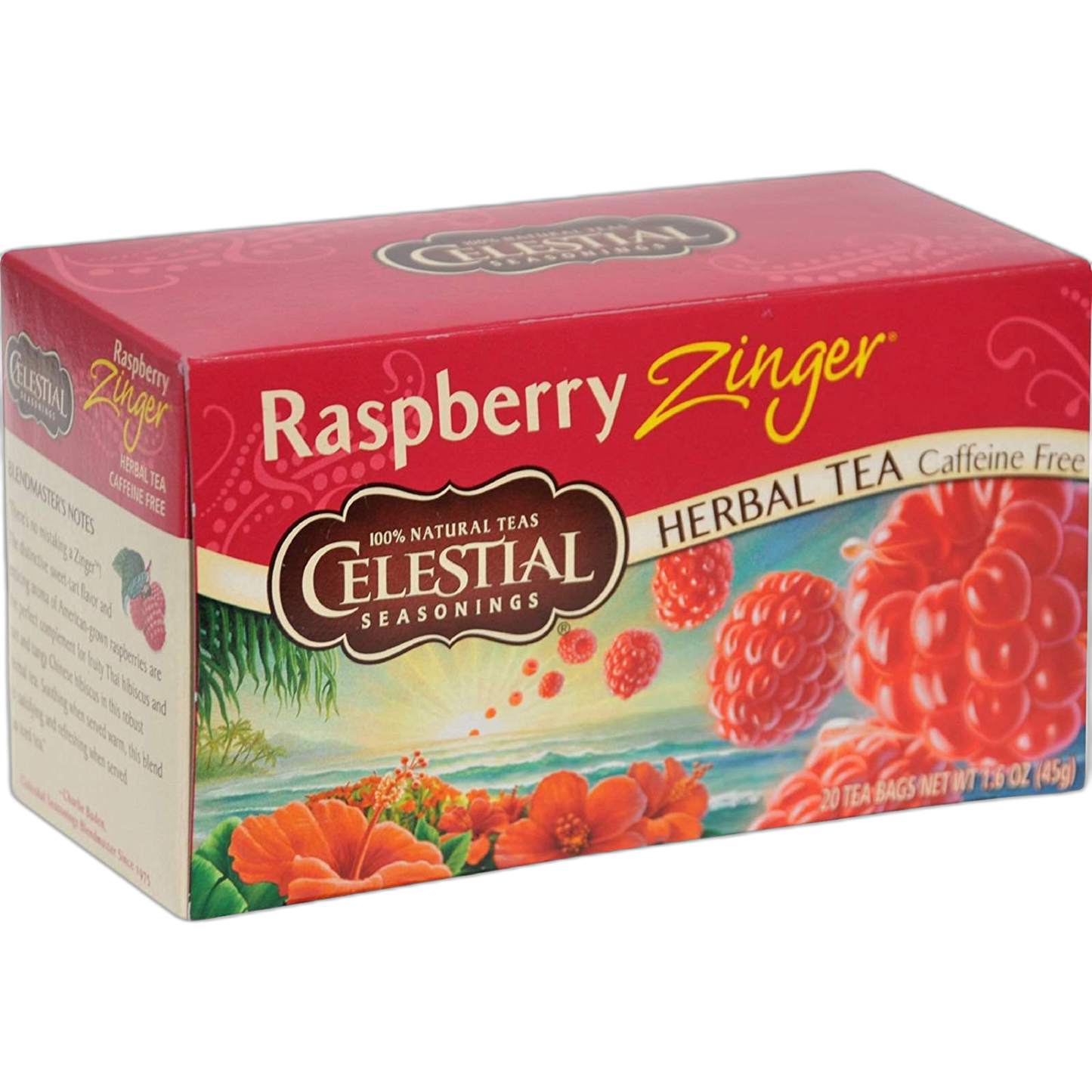 Celestial Seasonings Herbal Tea Caffeine Free Raspberry Zinger - 20 Tea Bags - Case of 6