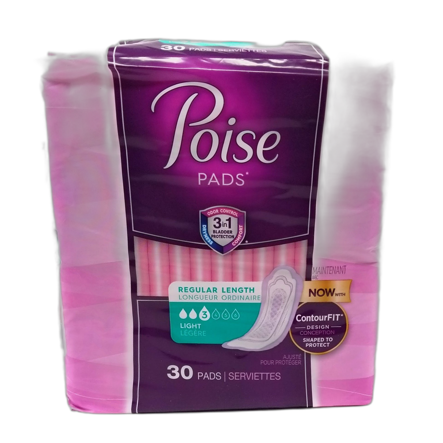 Poise Ultra Thins Light Absorbency Pads, 30 Count (Pack of 2)