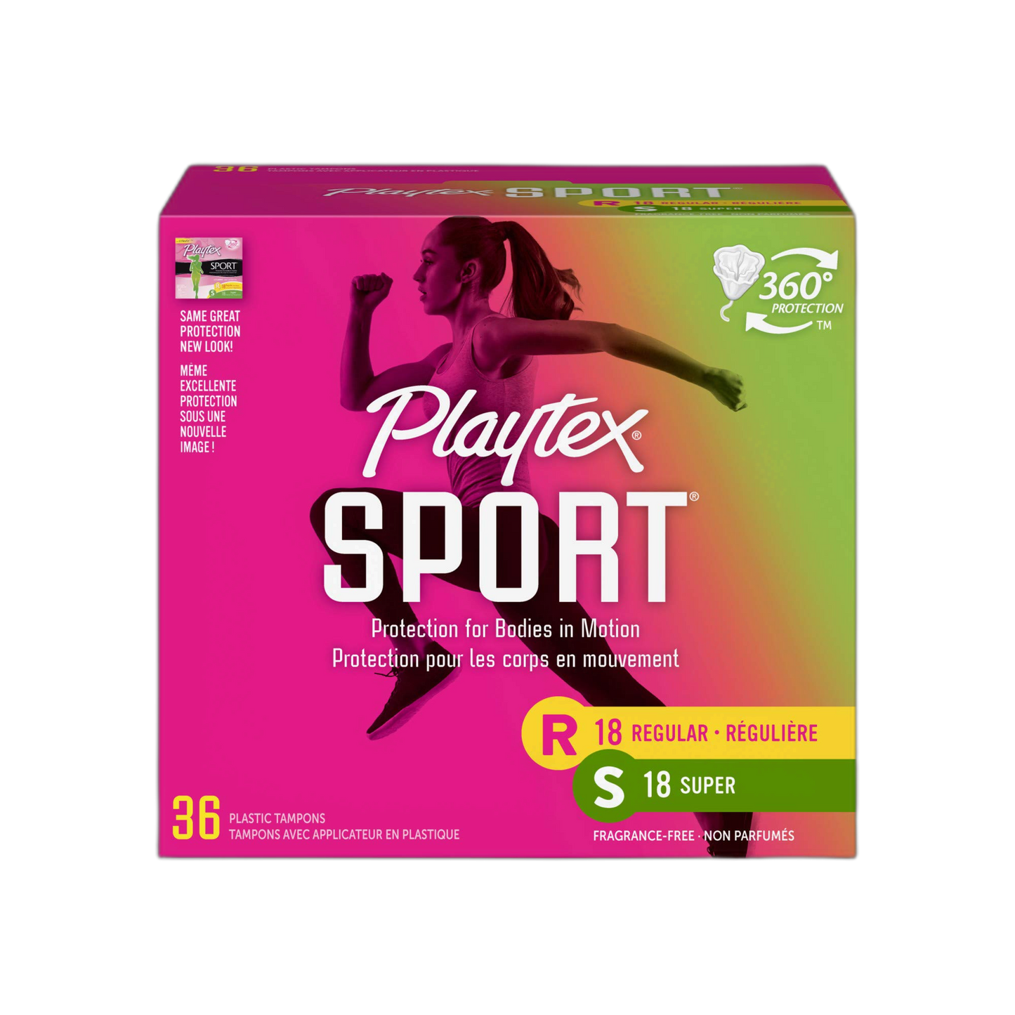 Playtex Sport Tampons with Flex-Fit Technology, Regular and Super Multi-Pack, Unscented - 36 Count