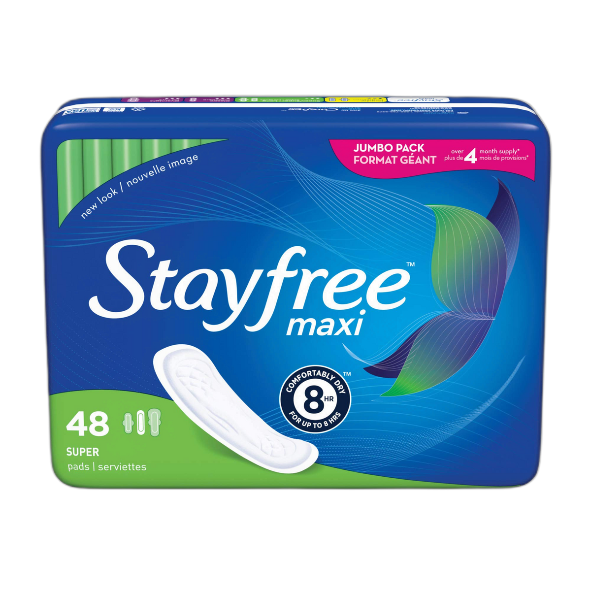 Stayfree Maxi Super Long Wingless Reliable Protection and Absorbency Pads For Women, 48 Count (Pack of 1)