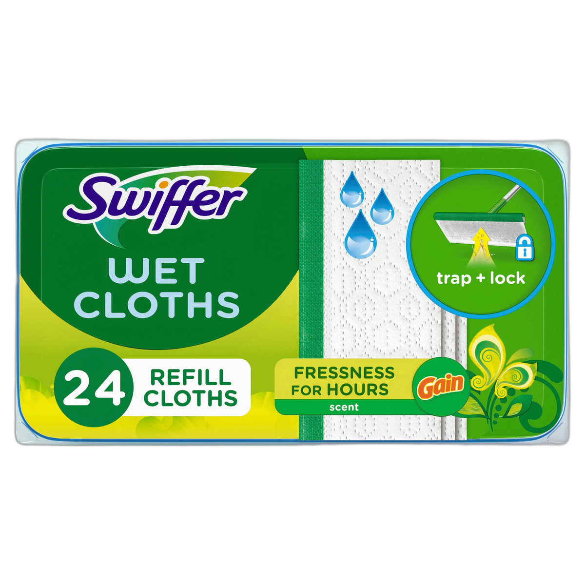 Swiffer Sweeper Wet Mopping Cloths, Multi-Surface Floor Cleaner with Gain Original Scent, 24 Count