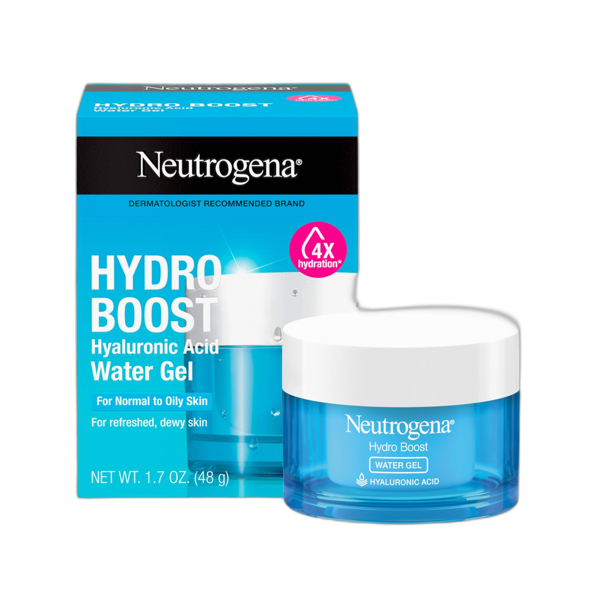 Neutrogena Hydro Boost Water Gel, 24 Hr Hydration for Normal/Oily Skin, Signature Fragrance, Face Moisturizer with Hyaluronic Acid, Skin Care for Juicy, Deeply Hydrated Skin, 1.7 oz