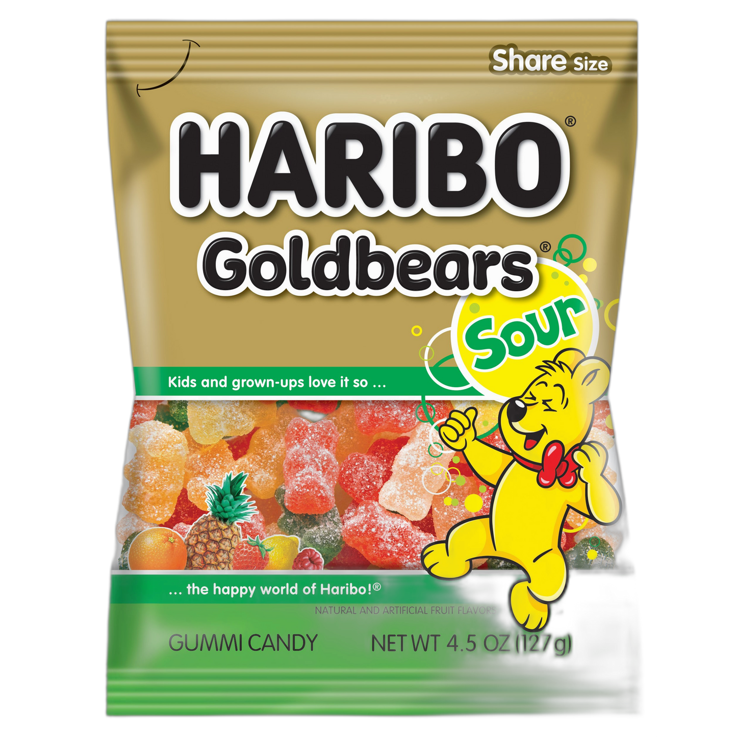 HARIBO Gummi Candy, Sweet & Sour Goldbears, Gummy Bears with A Twist, 4.5 Ounce (Pack of 12) Delicious Soft and Chewy Snacks, Assorted Fruity Flavors
