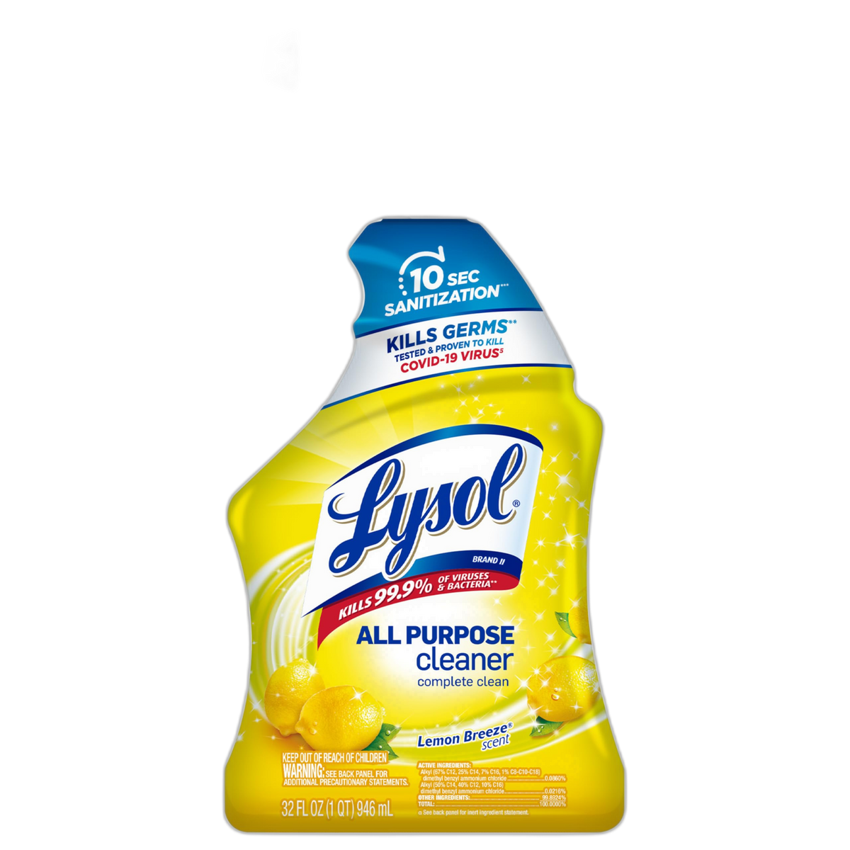 Lysol All Purpose Cleaner Spray, Multi-Purpose Disinfecting Spray, Kitchen & Bathroom Cleaner, Lemon Breeze Scent, 32 Fl Oz