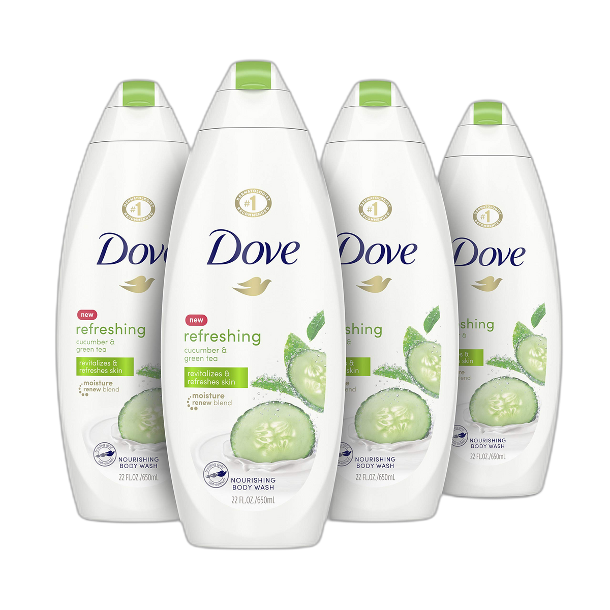 Dove Sulfate Free Body Wash Cucumber and Green Tea, Go Fresh Cool Moisture, 88 Fl Oz, (Pack of 4)