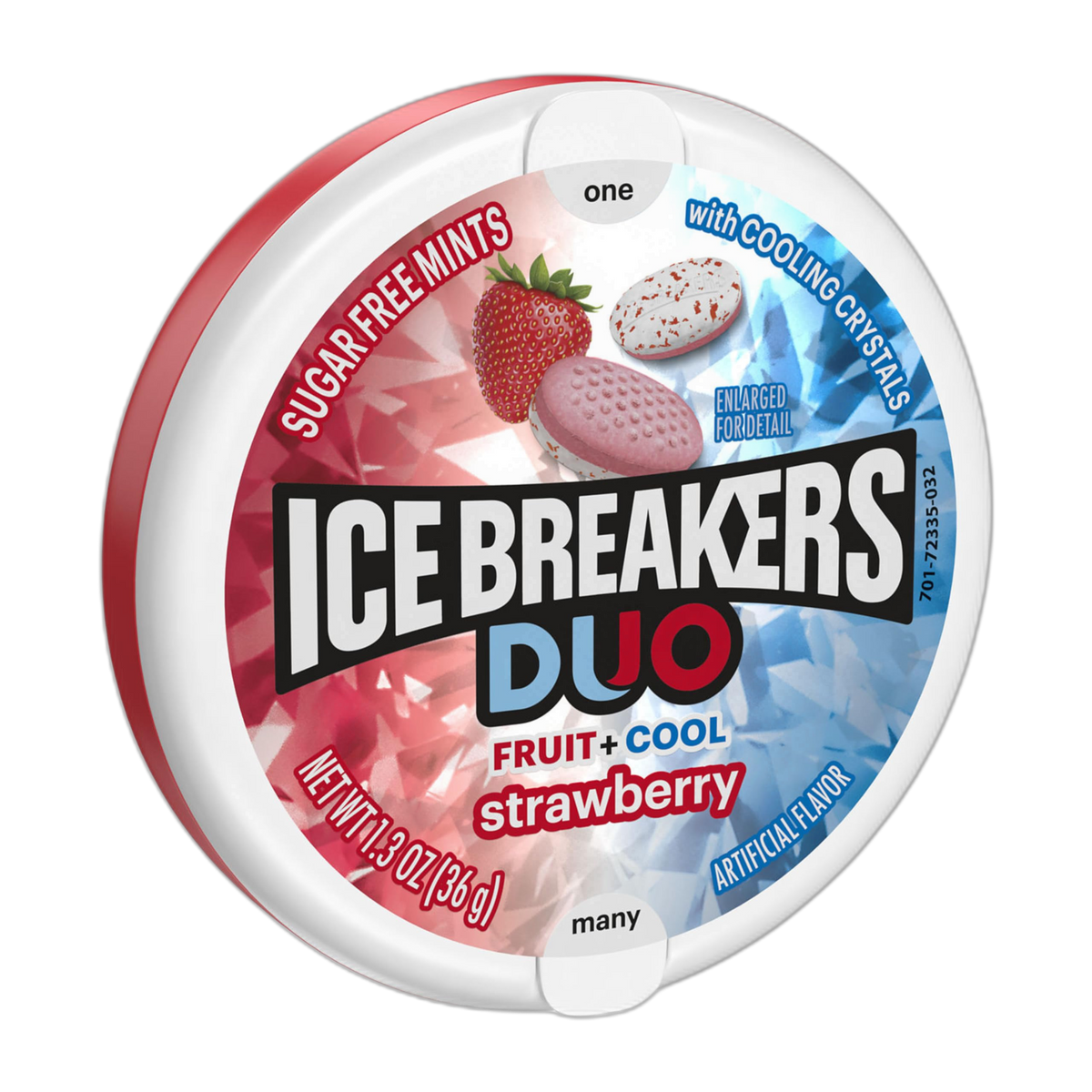ICE BREAKERS Duo Fruit Plus Cool Strawberry Sugar Free Mints Tin, 1.3 oz