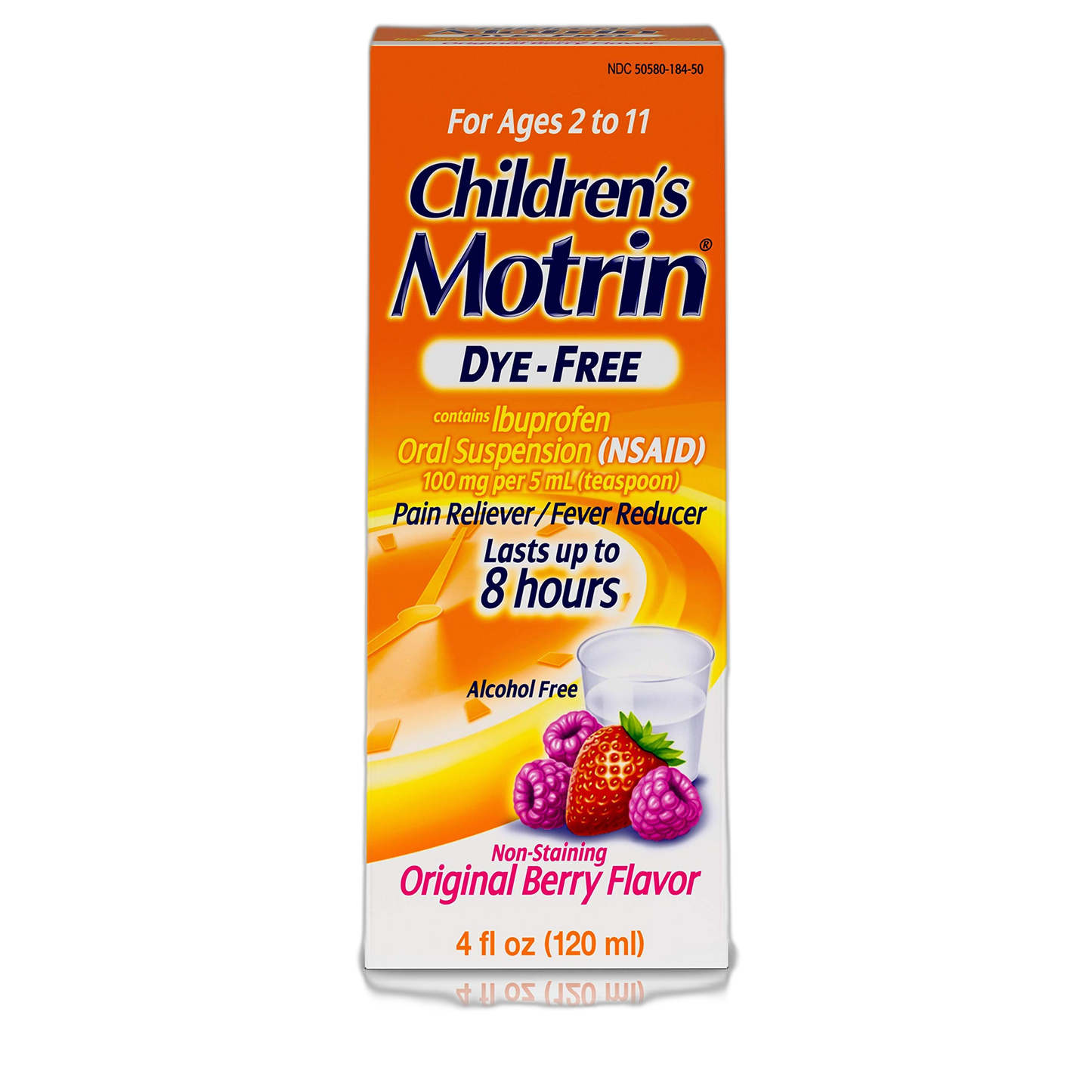 Motrin Children's Oral Suspension Dye-Free, Ibuprofen, Fever Reducer, Berry, 4 Fl.Oz