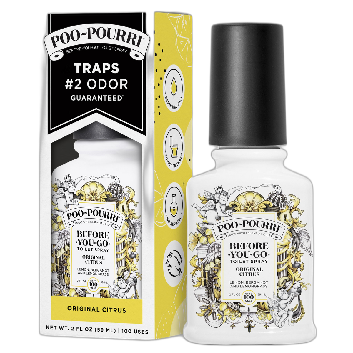 Poo-Pourri Before-You-Go Toilet Spray, Original Citrus, 2 Fl Oz - Lemon, Bergamot and Lemongrass