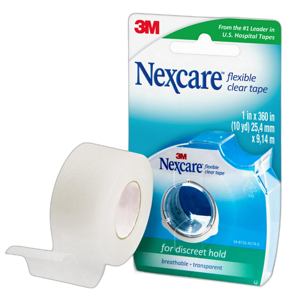 Nexcare Flexible Clear Tape, Waterproof Transparent Medical Tape, Secures Dressings and Catheter Tubing - 1 In x 10 Yds, 1 Roll of Tape