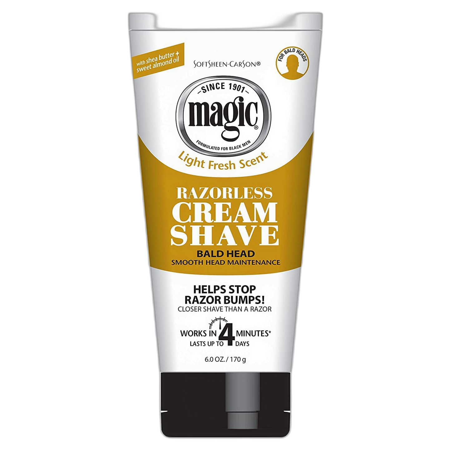 Magic Shave Razorless Cream Shave, Bald Head Smooth Head Maintenance, Light Fresh Scent 6 oz (170 g) by AB