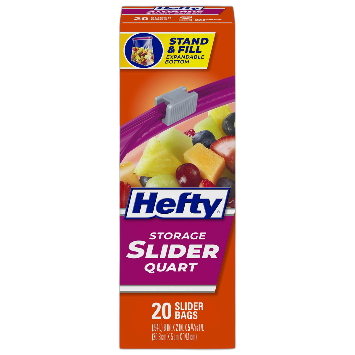 Hefty Slider Kitchen Storage Bags, Quart Size, 20 Count