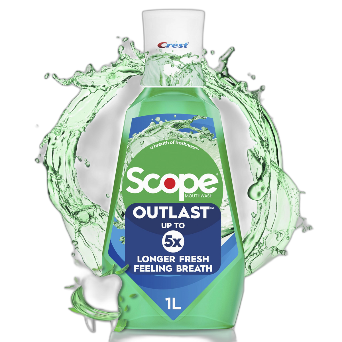 Crest Scope Outlast Mouthwash, Long Lasting Mint, 1 L