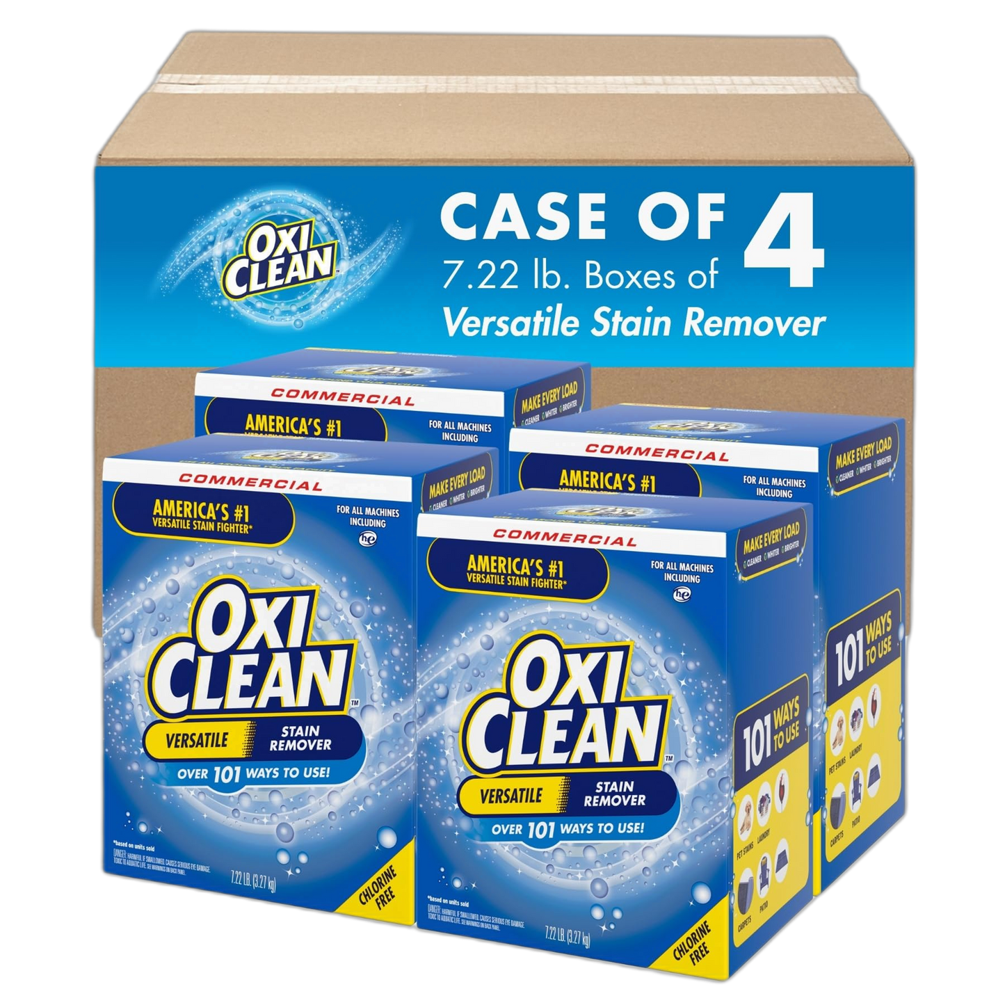 OxiClean Versatile Stain Remover, Regular Scent, 7.22 Lb Box, 4/carton
