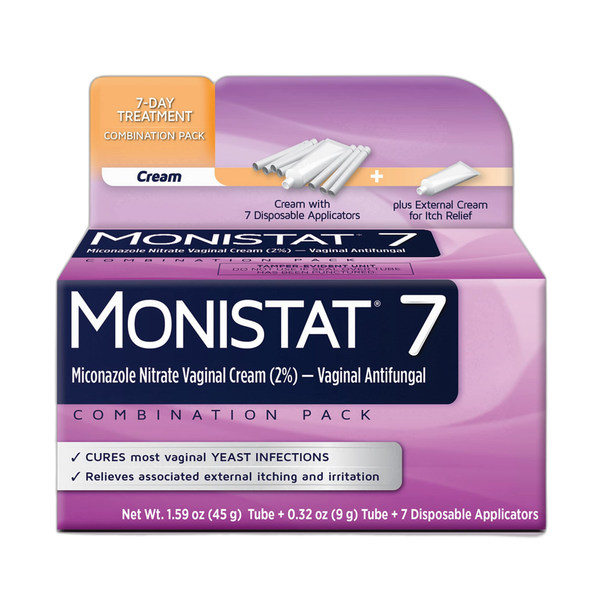 Monistat 7 Day Yeast Infection Treatment for Women, 7 Miconazole Cream Applications with Disposable Applicators & External Monistat Anti-Itch Cream Bundle
