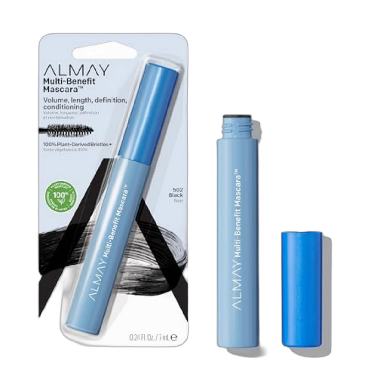 Almay Mascara, Volume, Length, Definition & Conditioning, Multi-Benefit Eye Makeup, Hypoallergenic and Fragrance-Free, 502 Black