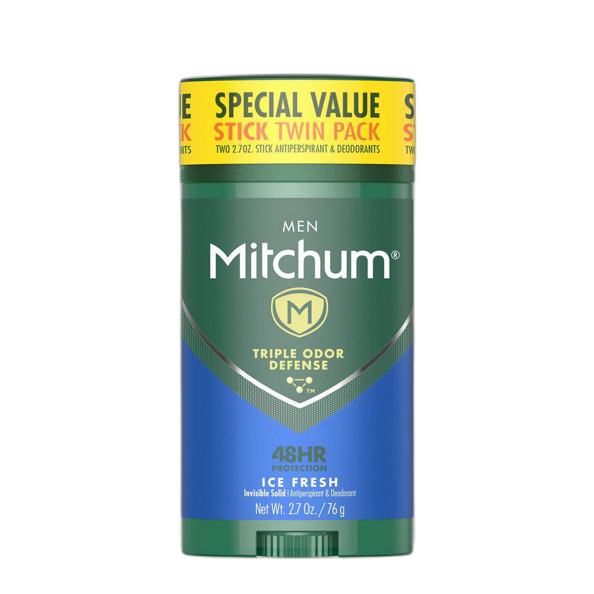 Mitchum Men's Deodorant, Antiperspirant Stick, Triple Odor Defense Invisible Solid, 48 Hr Protection, Dermatologist Tested, Ice Fresh, 2.7 Oz (Pack of 2)