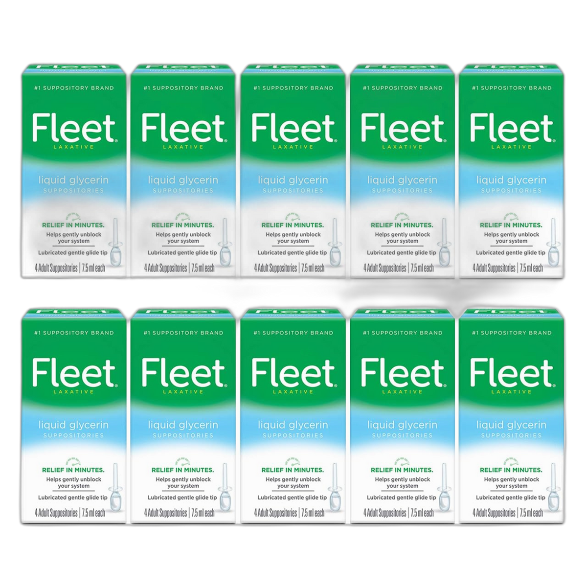 Fleet Liquid Glycerin Suppositories, 4 Count (Pack of 10)