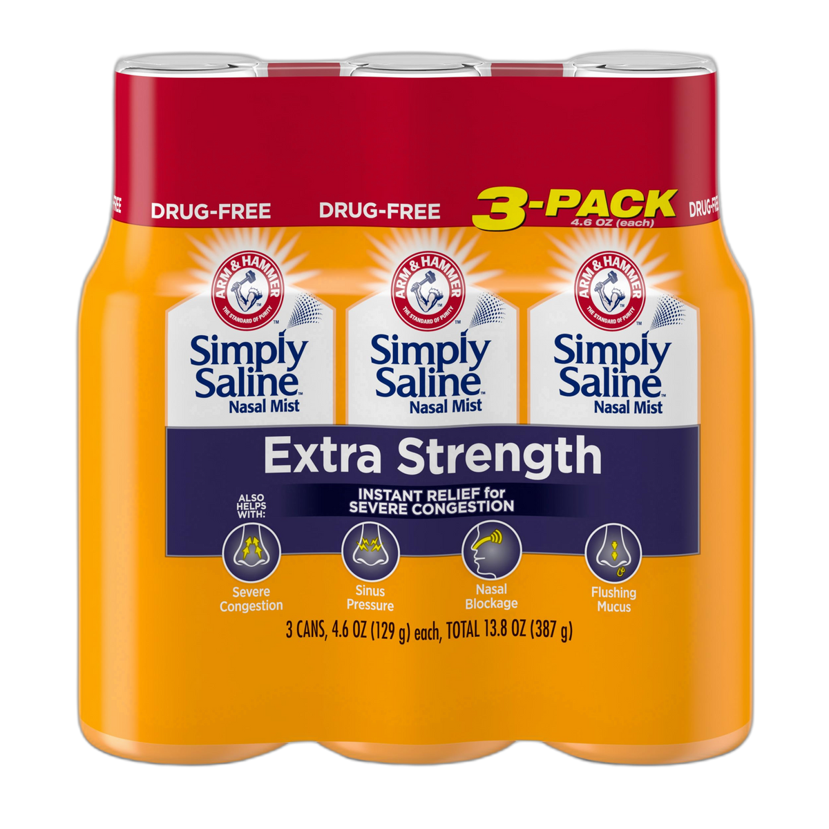 Simply Saline Extra Strength for Severe Congestion Relief Nasal Mist: 4.6oz 3-Pack