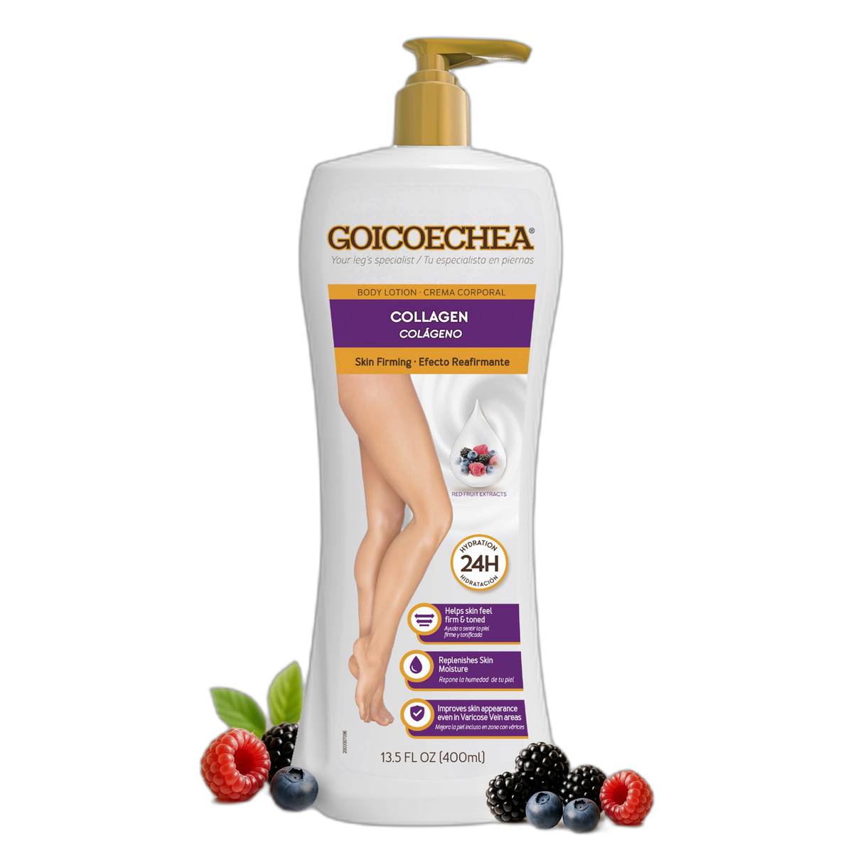 Goicoechea Skin Firming Body Lotion, Collagen Elastin Cream for Women, Skin appearance even in varicose veins areas, Skin Tightening ,Firming Body Lotion with Red Fruit Extracts, 24H Hydration 13.5 oz