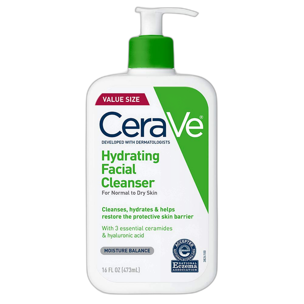 CeraVe Hydrating Facial Cleanser, Moisturizing Face Wash For Dry Skin, Hyaluronic Acid + Ceramides + Glycerin, Hydrating Cleanser For Normal To Dry Skin, National Eczema Association Certified