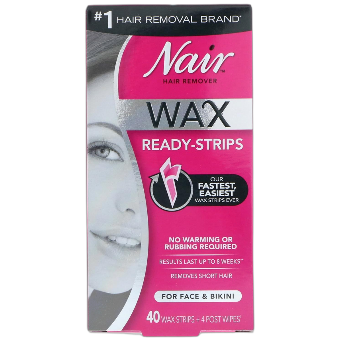 Nair Hair Remover Wax Ready- Strips 40 Count Face/Bikini by Nair
