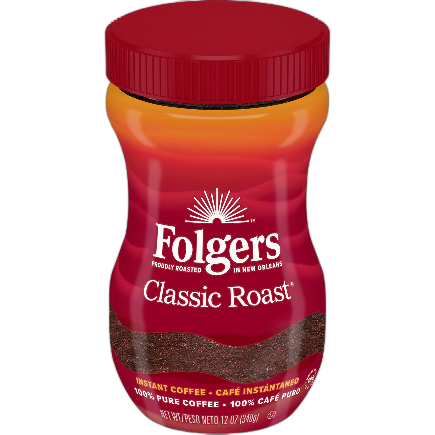 Folgers Classic Roast Instant Coffee Crystals, 12 Ounces