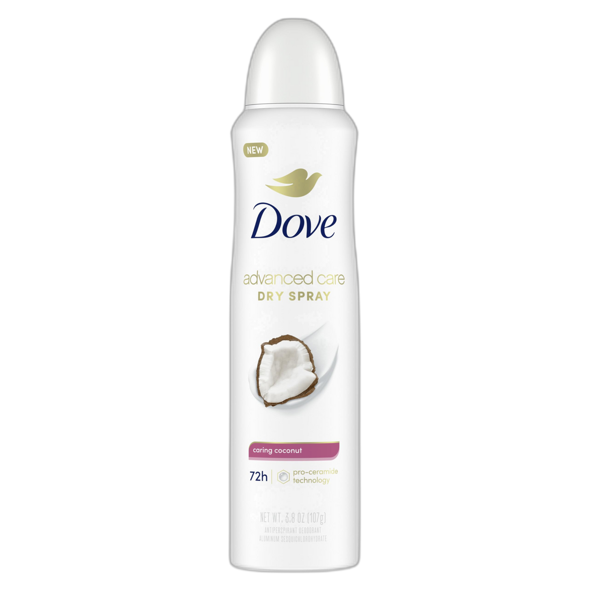 Dove Advanced Care Antiperspirant Deodorant Dry Spray Caring Coconut to help your skin barrier repair after shaving 72hour odor control and all-day sweat protection for soft, resilient underarms 3.8oz