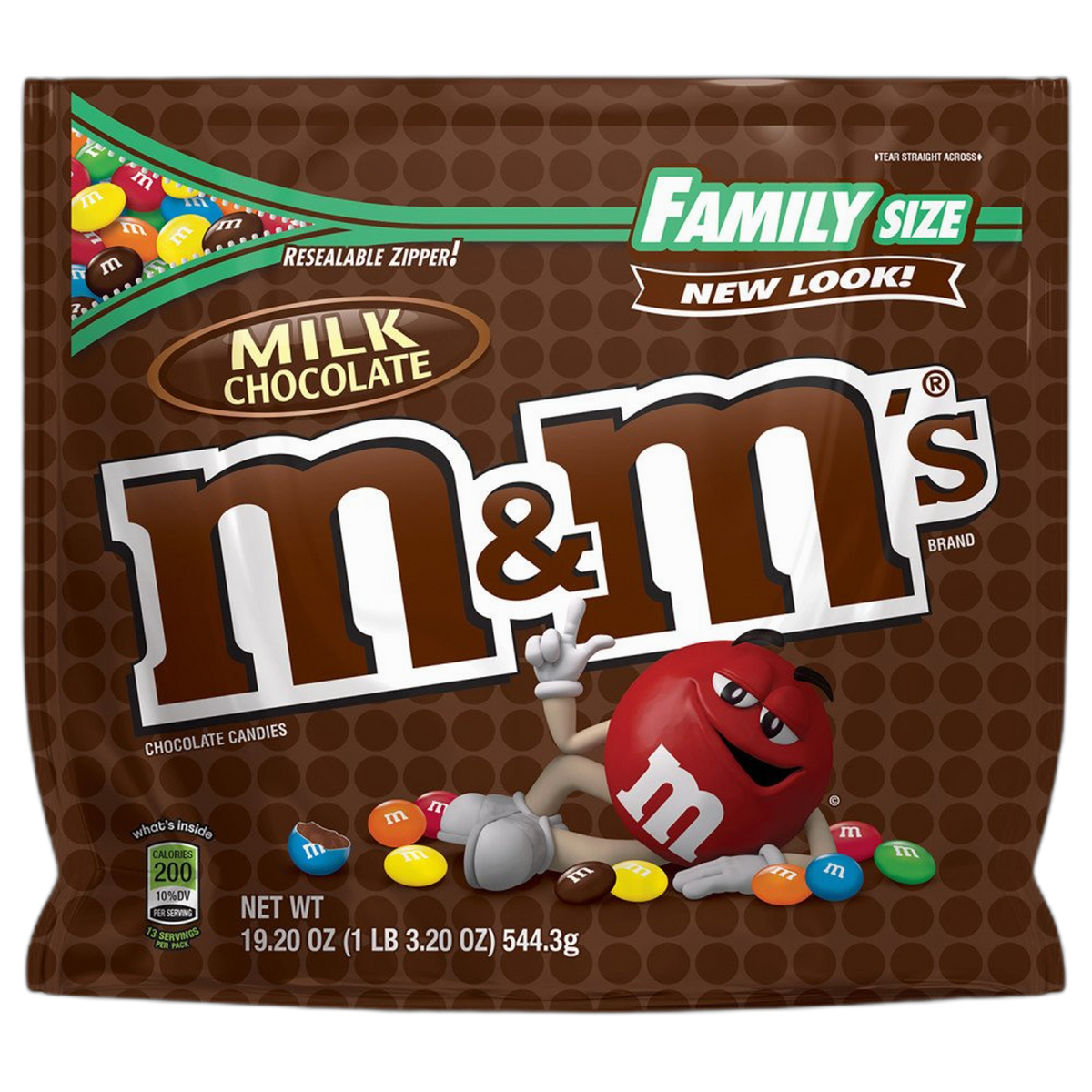 M&M'S Milk Chocolate Candy Family Size 19.2 Ounce Bag (Pack of 12)