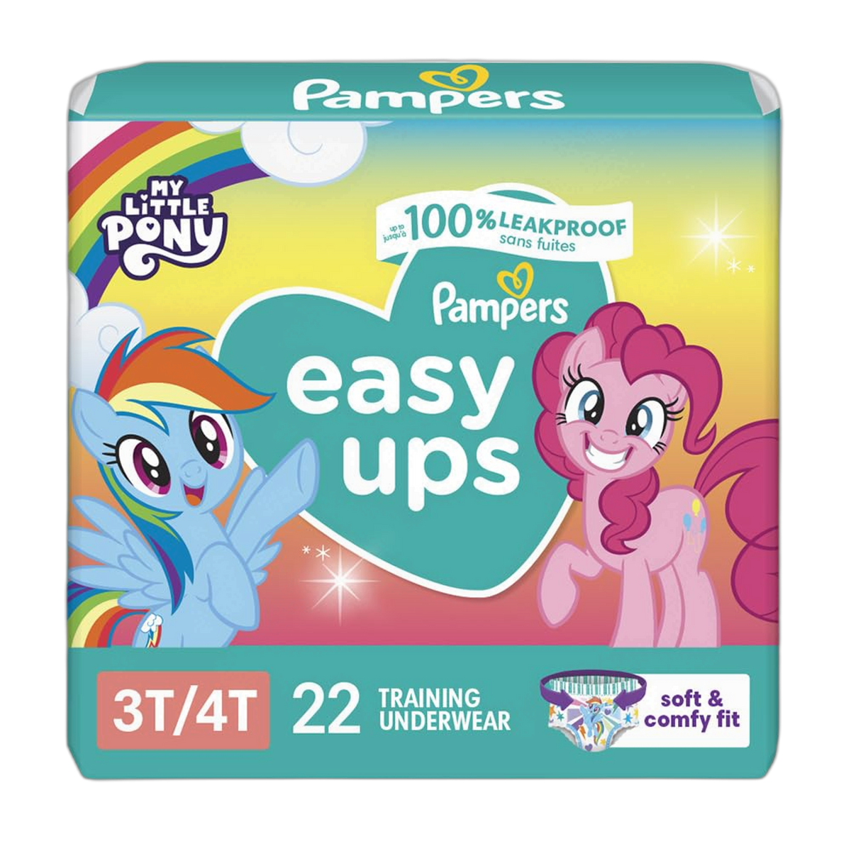 Pampers Training Pants - Easy Ups Girls & Boys - Size 3T-4T, 22 Count, My Little Pony Potty Underwear (Packaging May Vary)