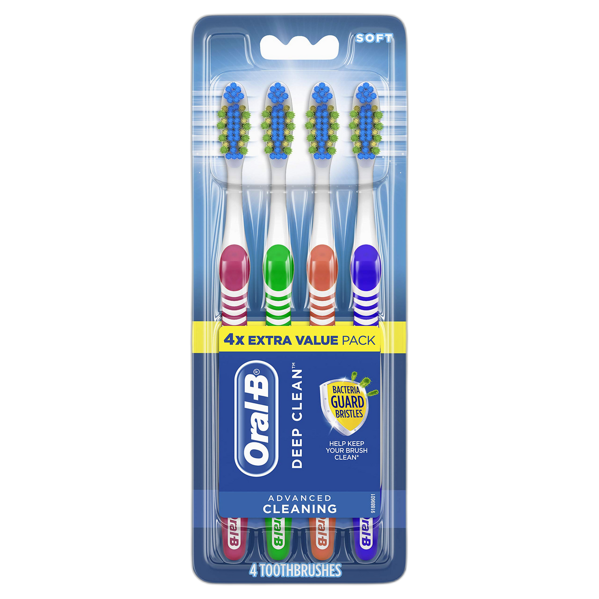 Oral-B Bacteria Blast Manual Toothbrush, Soft, 4 Count
